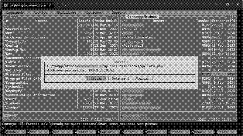 Imagen de Midnight Commander en Windows