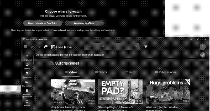 Imagen de RedirectTube + FreeTube para poder ver videos de YouTube mientras navegás y sin publicidad